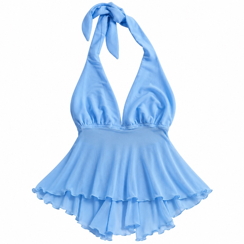 Top Halter con Doble Volante