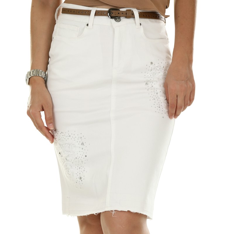 Falda denim blanca midi